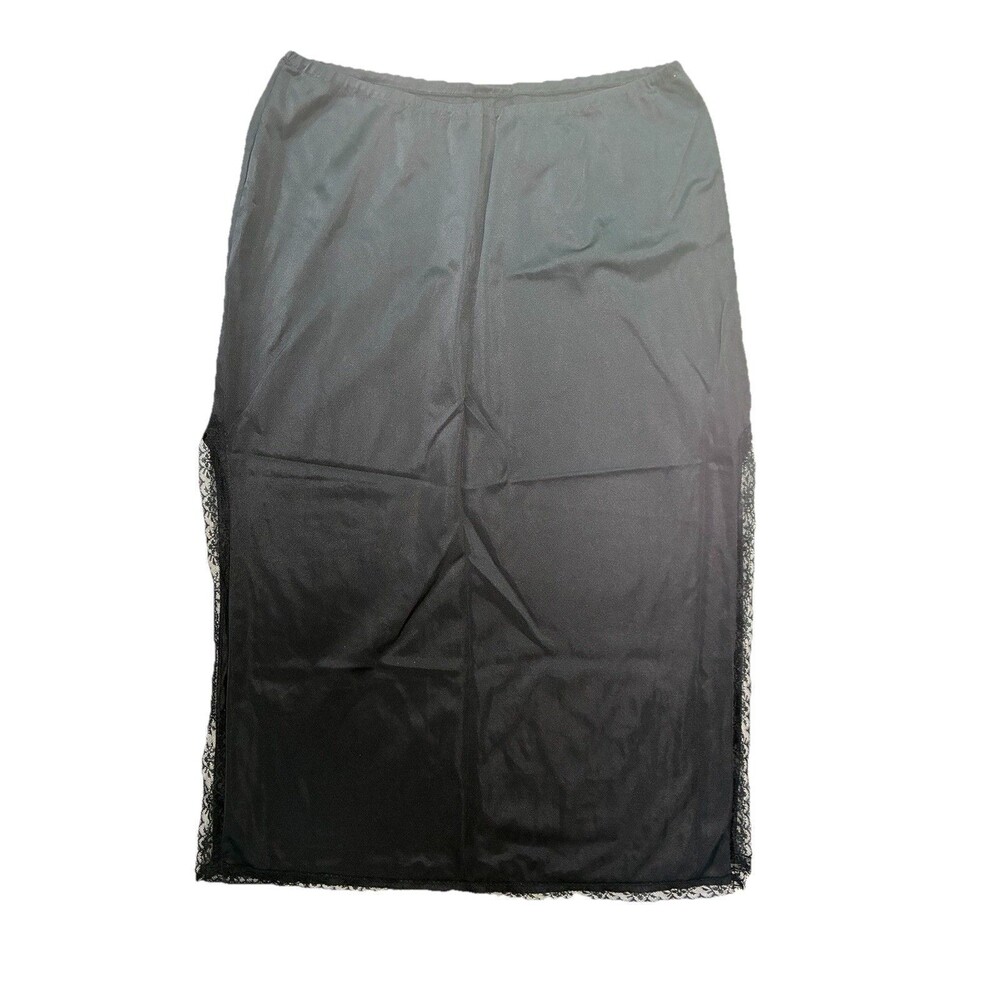Vtg Kayser Nylon Black Lace Half Slip Small High Side Slits Sexy Romantic Skirt